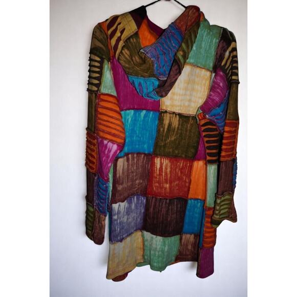 Greater Good Network Boho Patchwork Hoodie S/M – Handmade in Nepal – 100% Cotton - Picture 4 of 6